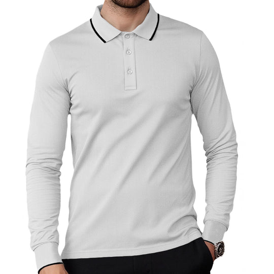 Herren Langarm-Piqué-Polo mit kontrastbesetztem Kragen und Bündchen Nord Taschen