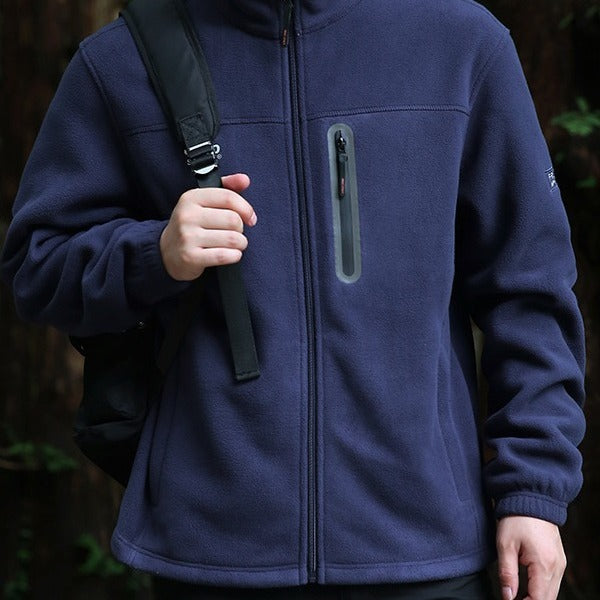 Herren Atmungsaktive Microfleecejacke mit wasserabweisender Brustreißverschluss-Leiste und Stehkragen Nord Taschen