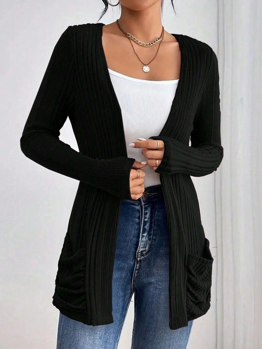 Damen Lässige und warme Strickjacke Nord Taschen