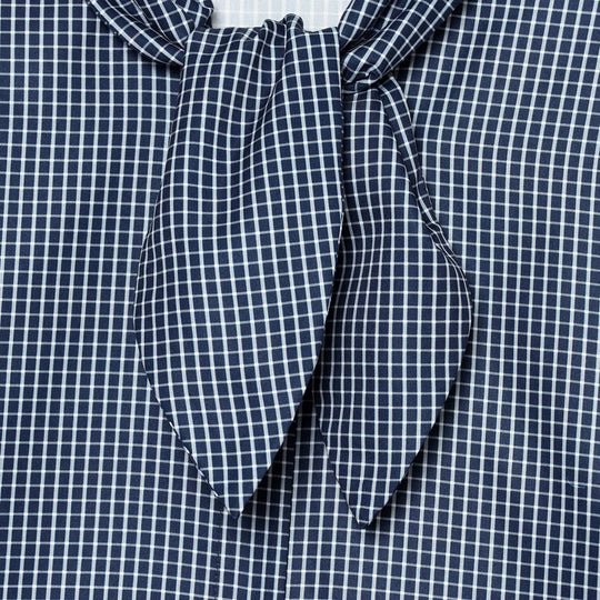 Damen Karierte Bluse mit Schleifenkragen und durchgehender Knopfleiste Nord Taschen