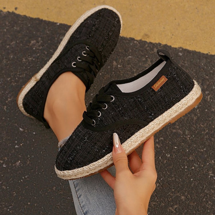 Damen  atmungsaktive Strick-Espadrilles mit geflochtener Jute-Sohle und flexiblem Memory-Fußbett Nord Taschen