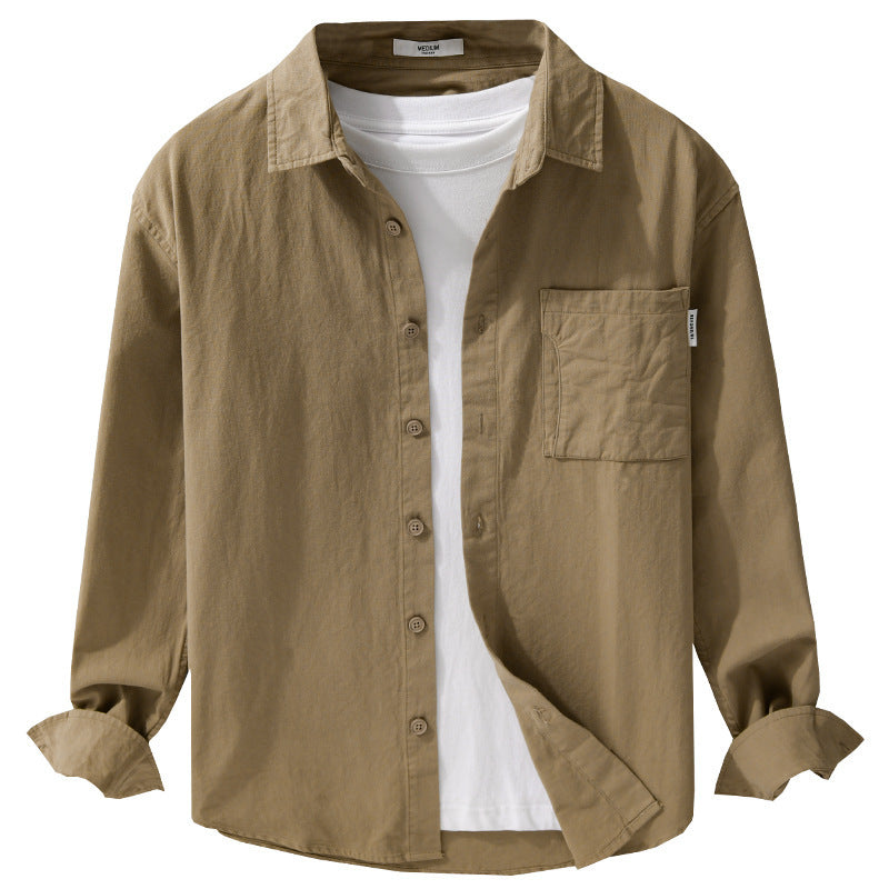 Herren Casual-Hemdjacke aus leichtem Baumwoll-Twill mit aufgesetzter Brusttasche und entspannter Passform Nord Taschen