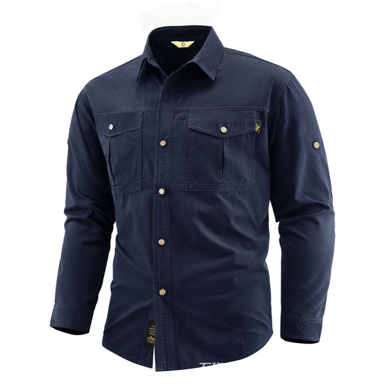 Herren Canvas-Overshirt im Field‑Style mit Brustklappen und durchgehender Knopfleiste Nord Taschen