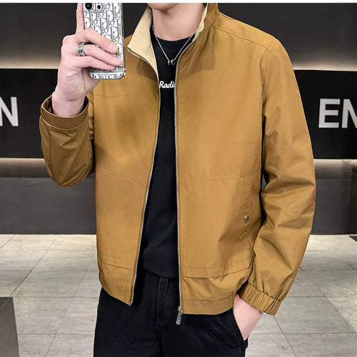 Herren Minimalistische City-Zipjacke aus Mikrofaser mit Stehkragen, verdeckten Taschen und elastischem Saum Nord Taschen