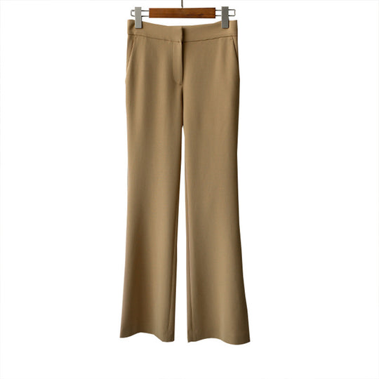 Damen Hochtaillierte ausgestellte Breitbein-Schlaghose aus Stretch-Crepe mit verdecktem Verschluss und Eingrifftaschen Nord Taschen