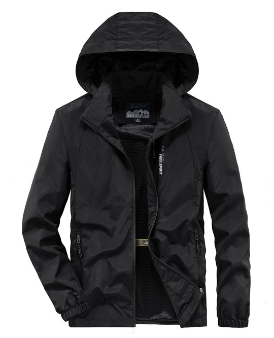 Herren Ultraleichte Atmungsaktive Kapuzenjacke mit perforiertem Mesh‑Futter und Reißverschlusstaschen Nord Taschen