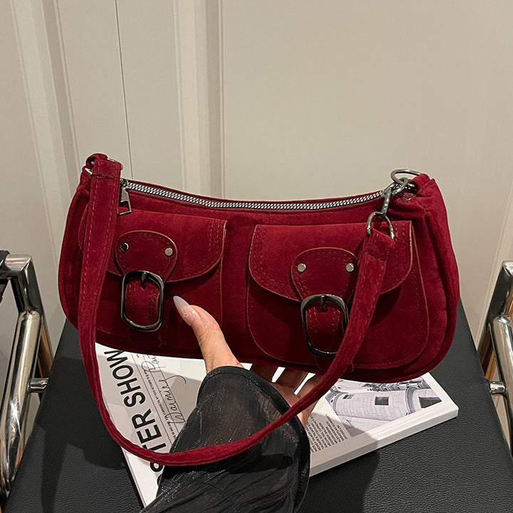Damen Schultertasche mit praktischen Schnallen und Reißverschluss Nord Taschen