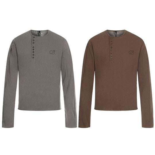 Herren Langarm-Henleyshirt mit asymmetrischer Knopfleiste und leichtem Relaxed Fit Nord Taschen