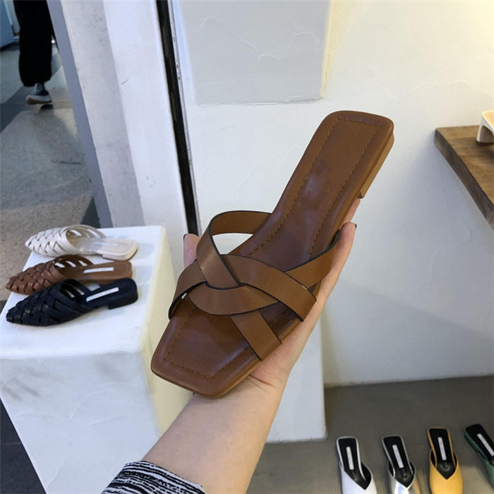 Damen Komfortable Badesandalen mit geflochtenem Riemendesign Nord Taschen
