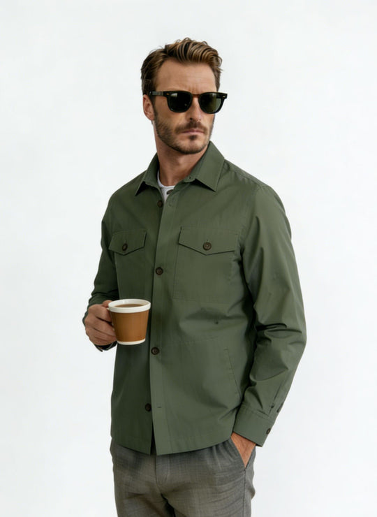 Herren Hemdjacke mit Pattentaschen und leichter Baumwollmischung Nord Taschen