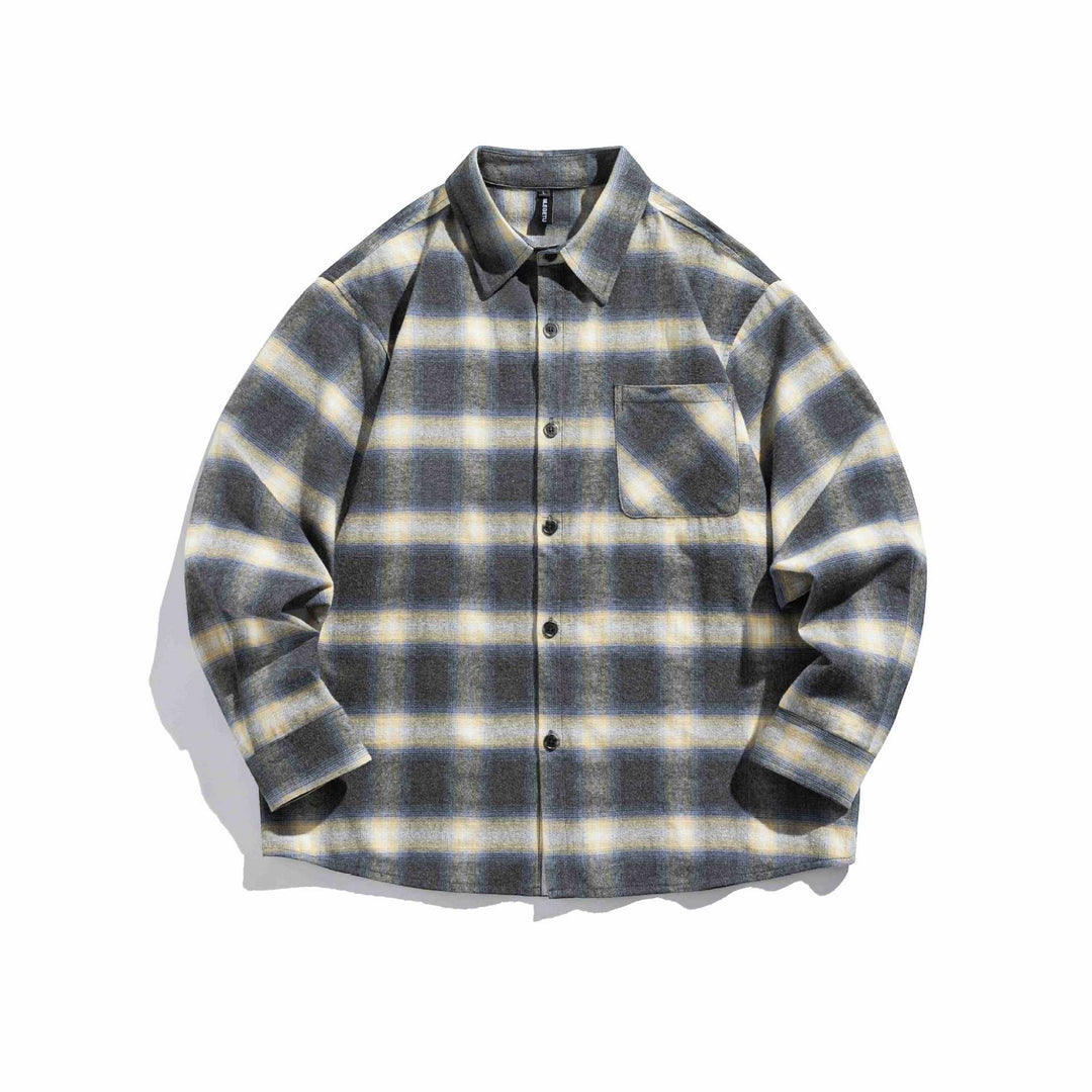 Herren Karierte Flanell-Overshirt mit Brusttasche Nord Taschen