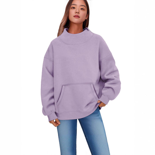 Damen Oversized Hoodie mit Stehkragen und Kängurutasche Nord Taschen