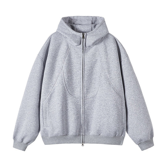 Unisex Oversize-Kapuzen-Sweatjacke mit hohem Stehkragen und durchgehendem Reißverschluss Nord Taschen