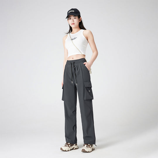 Damen Cargohose im Outdoor-Stil mit Kordelbund, großen Seitentaschen und verstellbarem Saum Nord Taschen