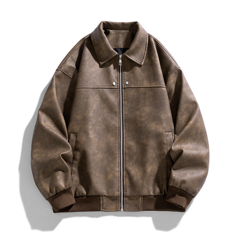 Men's  suede-effect collared full-zip bomber jacket with ribbed hem Nord Taschen