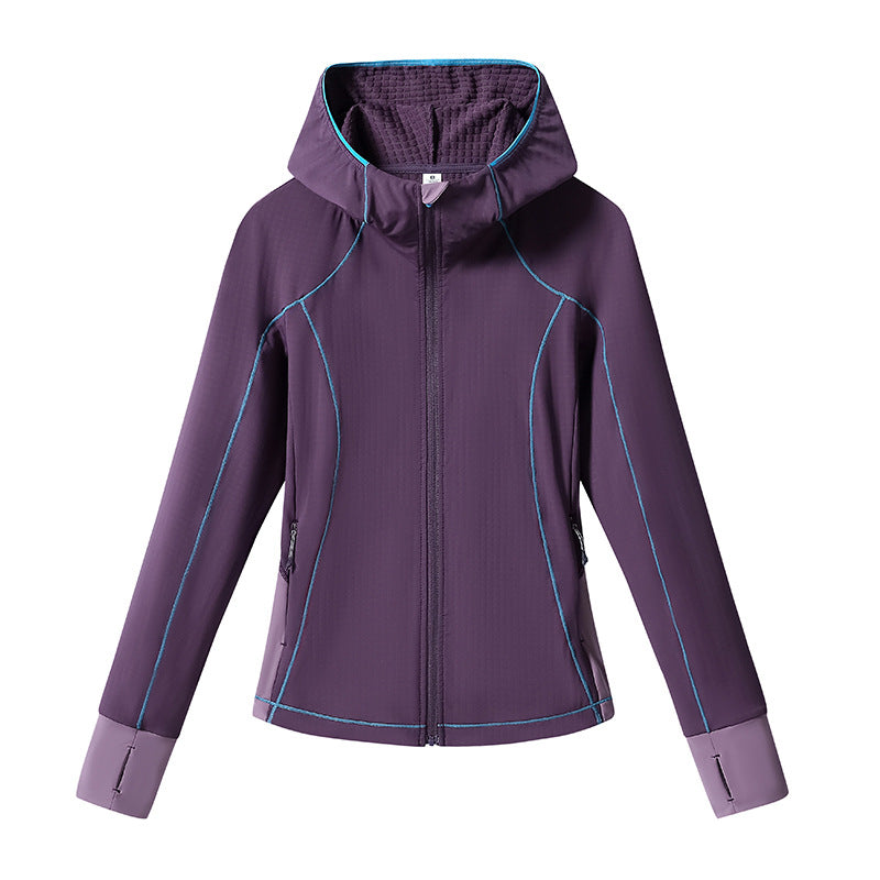 Damen Leichte Softshell-Kapuzenjacke mit ergonomischen Kontrastnähten und Daumenloch Nord Taschen