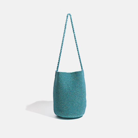 Damen geflochtene Tragetasche mit elegantem Kordelzug Nord Taschen