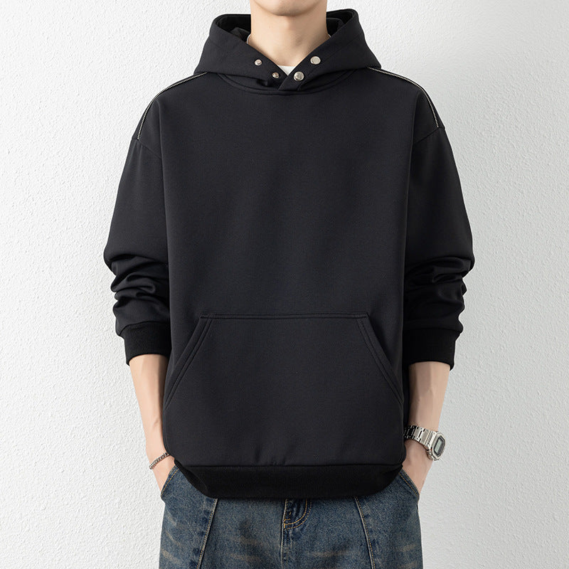 Herren Oversize-Kapuzenpullover mit Kängurutasche & Druckknopf-Hals Nord Taschen