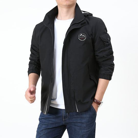 Herren Leichter Kapuzen-Softshellblouson im Urban-Outdoor-Stil mit Ärmeltasche und elastischen Bündchen Nord Taschen
