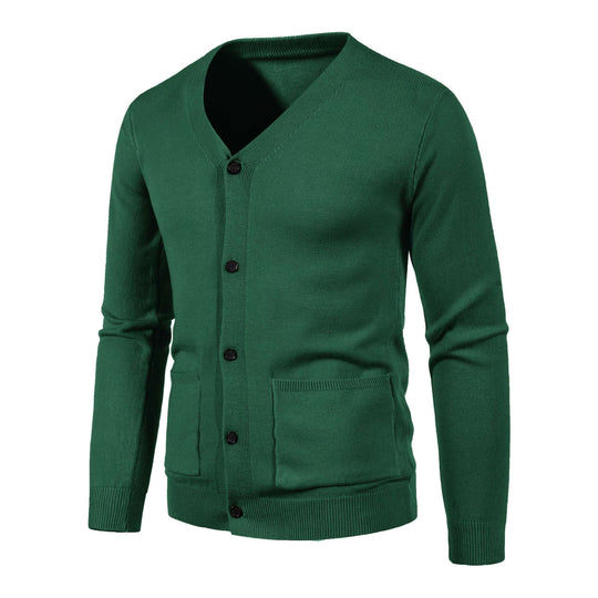Herren Feinstrick-Cardigan mit V-Ausschnitt, Knopfleiste und aufgesetzten Taschen Nord Taschen