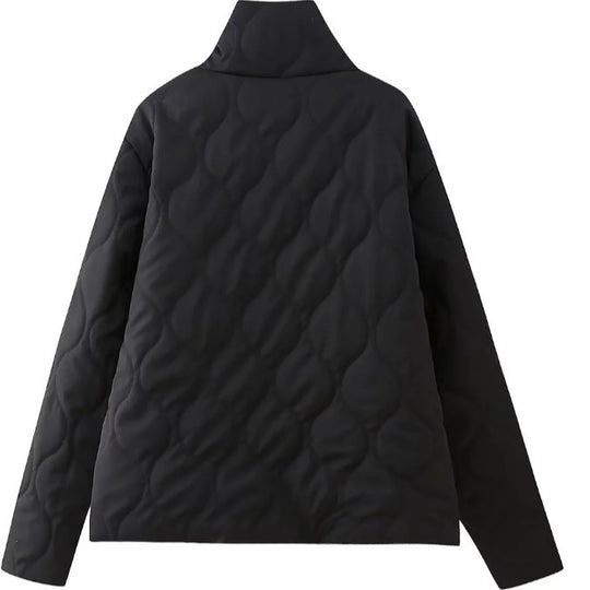 Damen Steppjacke mit Stehkragen und kontrastverzierten Rüschen-Taschen Nord Taschen