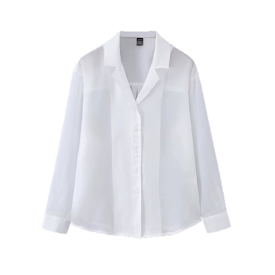 Damen Leichte Chiffon-Hemdbluse mit Oversize-Schnitt und Manschetten Nord Taschen