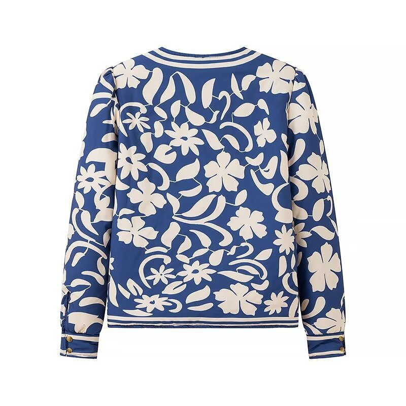 Damen Offene Blazerjacke mit floralem Allover-Print, Rundhalsausschnitt und femininer Passform Nord Taschen