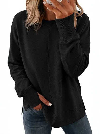 Damen Oversize‑Sweatshirt mit sichtbarer Mittelnaht und Rundhalsausschnitt Nord Taschen