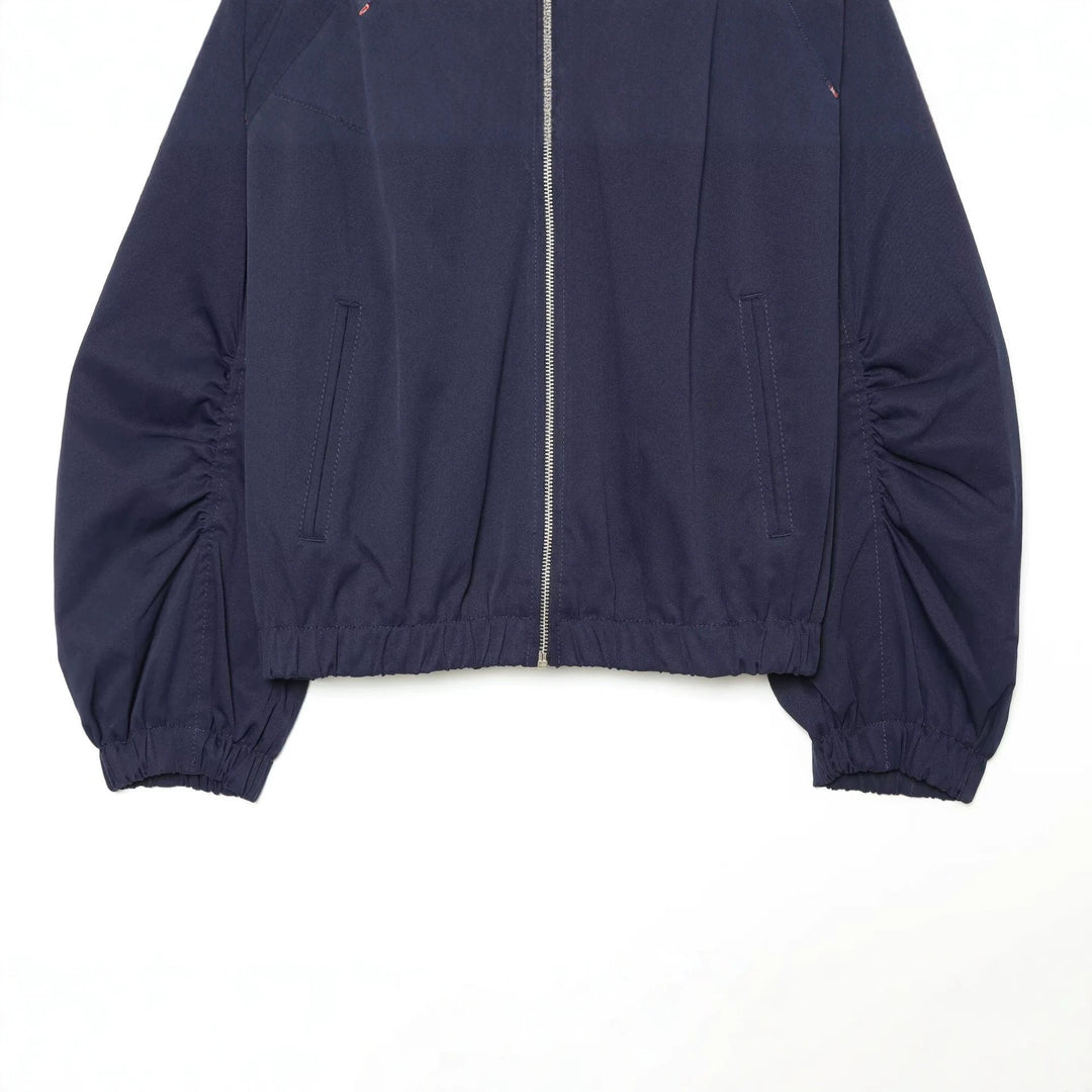 Damen Cropped-Blouson mit hohem Stehkragen, voluminösen Raffungärmeln und Metallreißverschluss Nord Taschen