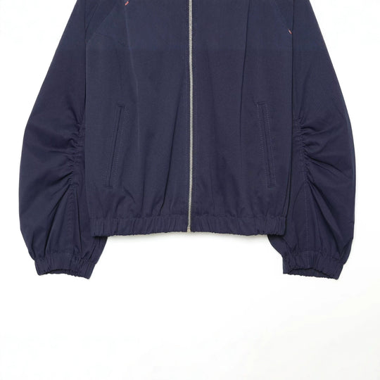 Damen Cropped-Blouson mit hohem Stehkragen, voluminösen Raffungärmeln und Metallreißverschluss Nord Taschen