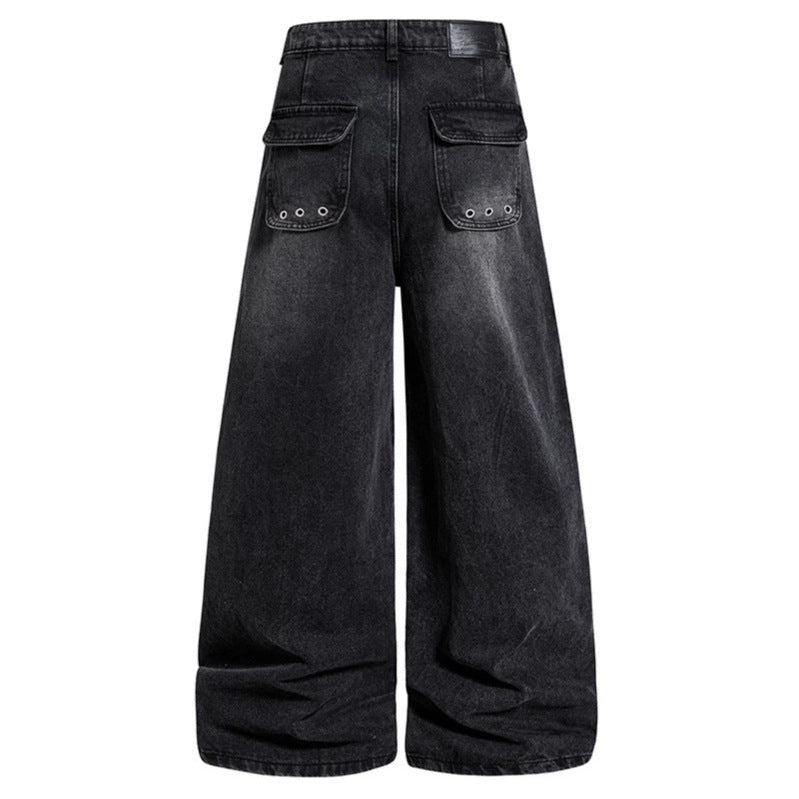 Damen Weite High‑Waist Denim‑Cargo‑Culotte mit Nieten und großen Pattentaschen Nord Taschen