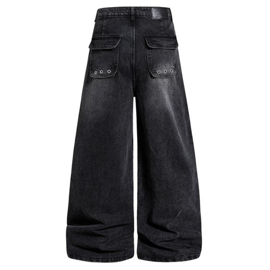 Damen Weite High‑Waist Denim‑Cargo‑Culotte mit Nieten und großen Pattentaschen Nord Taschen