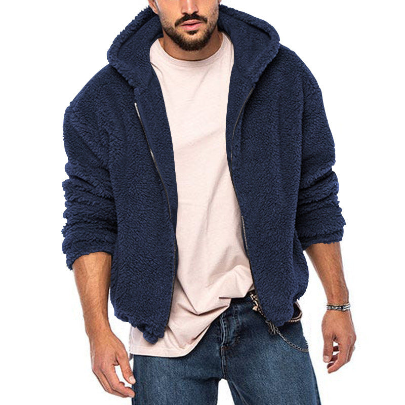 Herren Gefütterte Fleece-Kapuzenjacke mit Teddy-Finish, Reißverschluss und Seitentaschen Nord Taschen