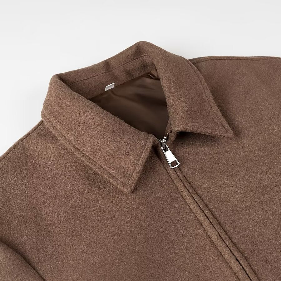 Damen Kurzjacke aus Wollmix mit Reißverschluss und kastiger Oversize-Silhouette Nord Taschen