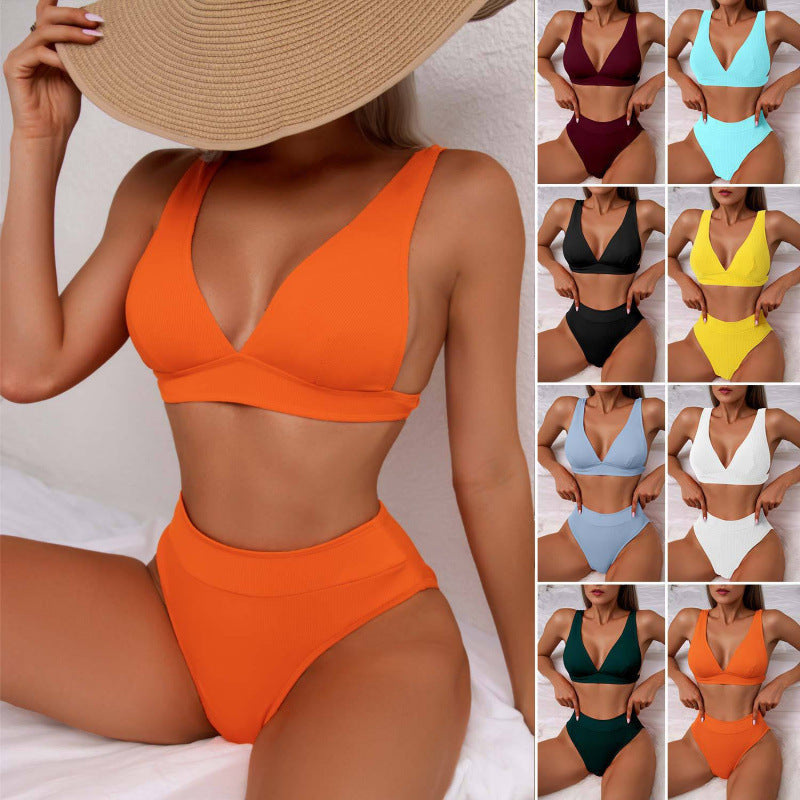 Damen Hoch geschnittener Bikini mit atmungsaktivem Oberteil und elastischem Bund Nord Taschen