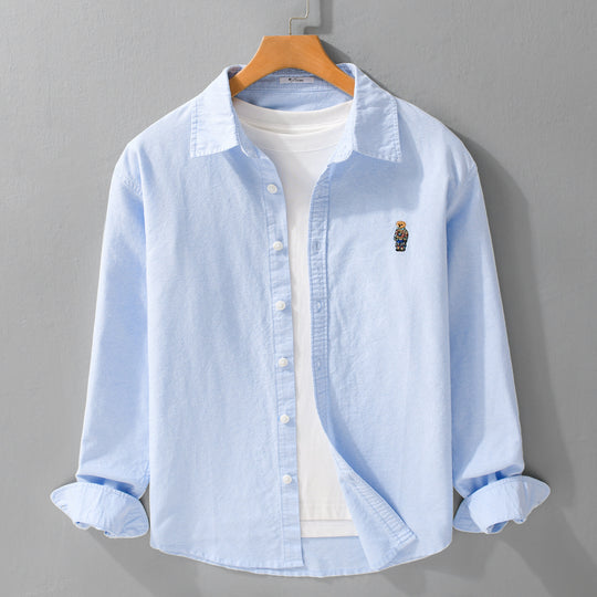 Herren Button-Down Overshirt im Casual-Relaxed-Stil mit tonaler Stickerei Nord Taschen