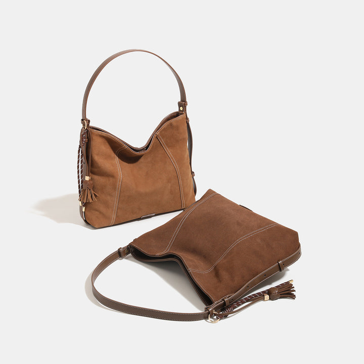 Damen Hobo-Tasche aus hochwertigem Wildleder mit praktischen Innenfächern Nord Taschen