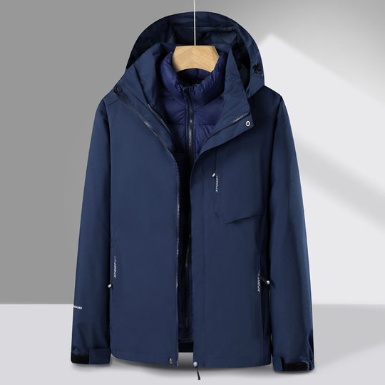 Herren dreiteiliger Übergangsparka mit abnehmbarer gesteppter Innenjacke und wetterfester Softshell-Außenlage Nord Taschen