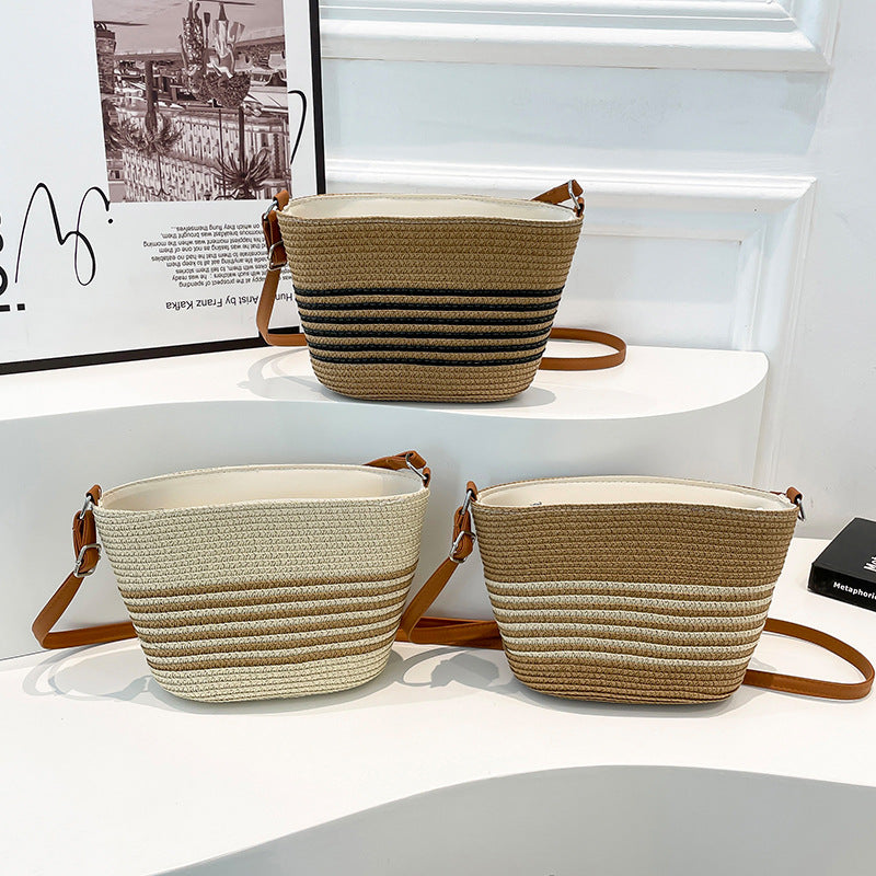 Damen Henkeltasche aus geflochtenem Naturmaterial mit eleganter Struktur Nord Taschen