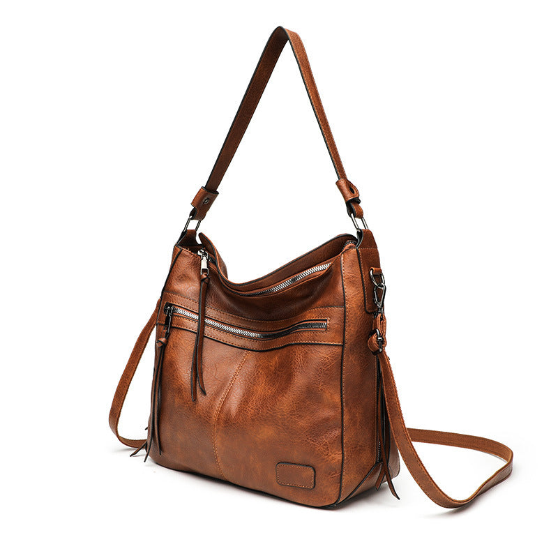 Damen Schultertasche mit mehreren Fächern und stilvollem Reißverschluss Nord Taschen