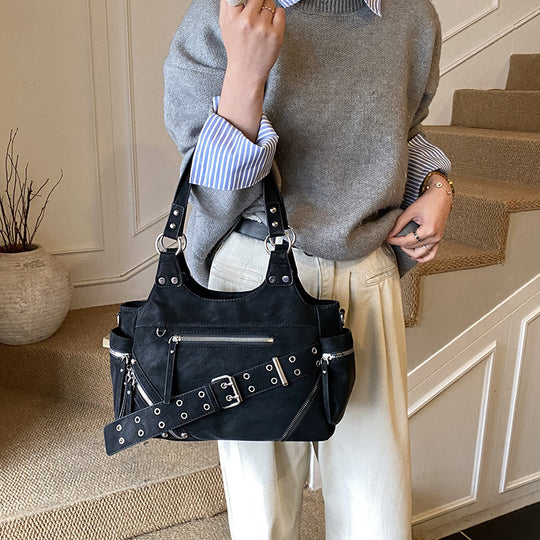 Damen Hobo-Tasche aus hochwertigem Veloursleder mit multifunktionalen Taschen Nord Taschen