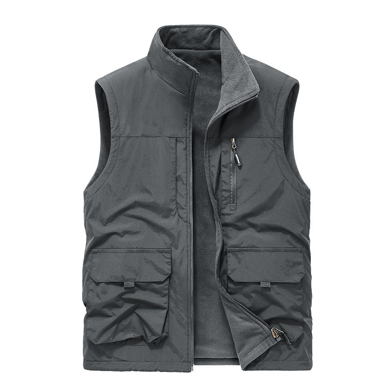 Herren Multifunktionale Outdoor-Utility-Weste mit Microfleece‑Innenlage und Mehrfachtaschen Nord Taschen
