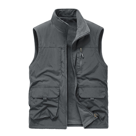 Herren Multifunktionale Outdoor-Utility-Weste mit Microfleece‑Innenlage und Mehrfachtaschen Nord Taschen