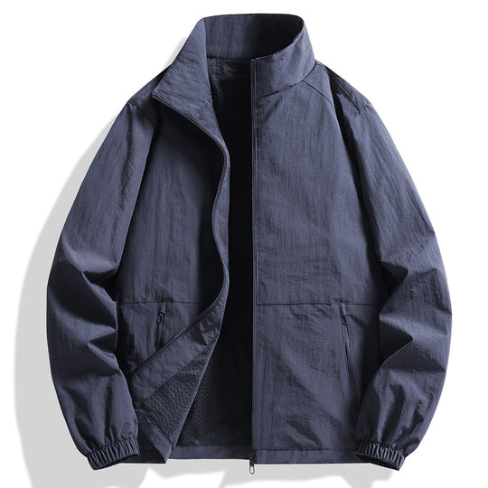 Herren Leichte atmungsaktive Windjacke mit Stehkragen und perforiertem Futter Nord Taschen