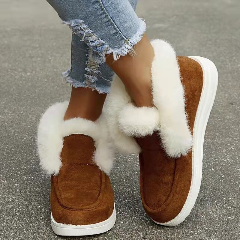 Damen Gefütterte Stiefeletten mit Kunstfellkragen und komfortabler Profilsohle Nord Taschen