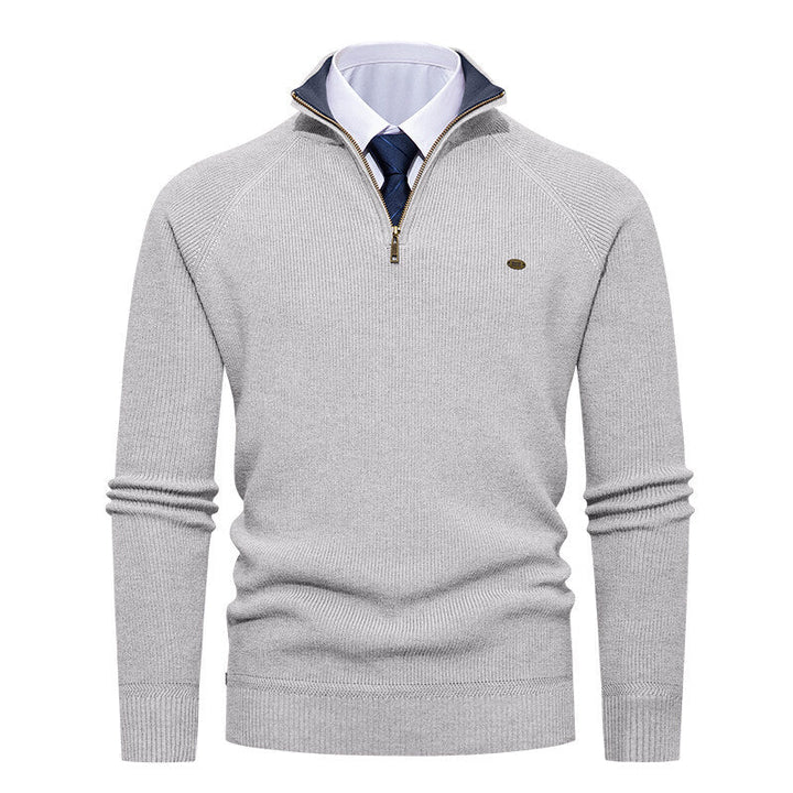 Herren eleganter Strickpullover mit Stehkragen und Reißverschluss