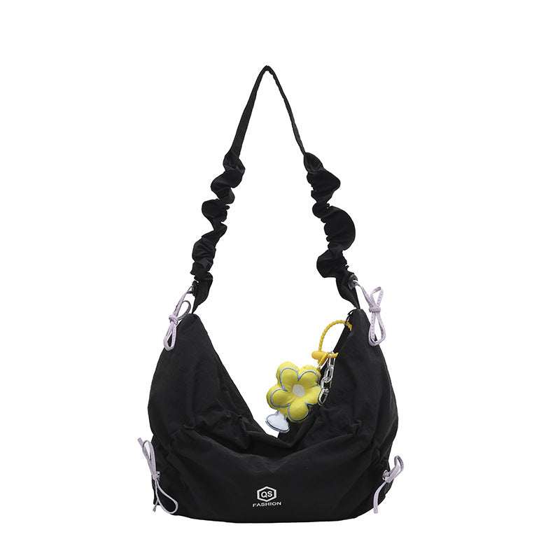 Damen lässige Beuteltasche mit verstellbarem Tragegurt und buntem Blumendetail Nord Taschen