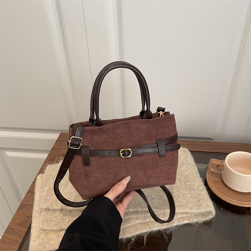 Damen elegante Wildlederhandtasche mit abnehmbarem Schulterriemen Nord Taschen