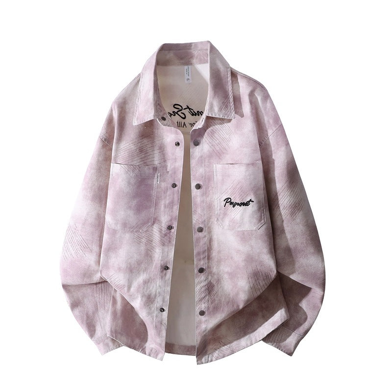 Herren Oversize-Hemdjacke im gewaschenen Batik-Look mit Druckknopf‑Front & aufgesetzten Brusttaschen Nord Taschen