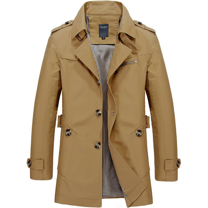 Herren  legerer Baumwoll-Blazer mit Knopfleiste, aufgesetzten Taschen und gestreiftem Innenfutter Nord Taschen